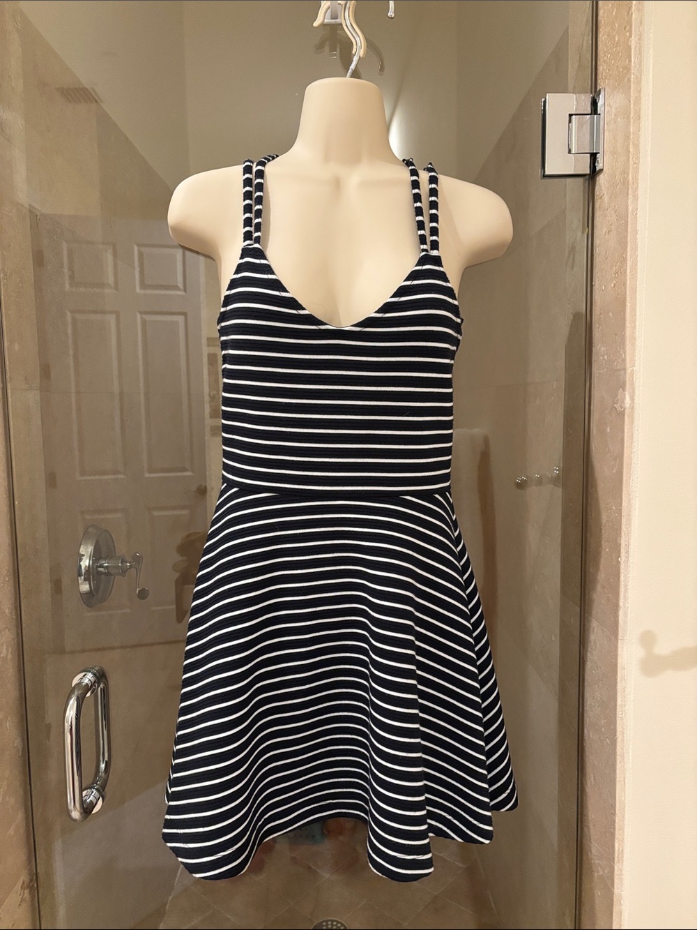French Connection Navy and White Striped Mini Dress